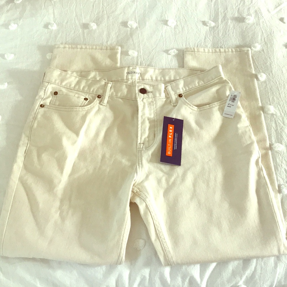 Old Navy Relaxed Slim Built Jeans “Ecru” - 34Wx30L